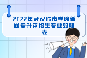 2022年武漢城市學(xué)院普通專升本招生專業(yè)對(duì)照表