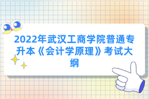 2022年武漢工商學(xué)院普通專升本《會計學(xué)原理》考試大綱
