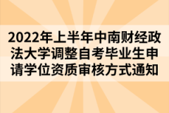 2022年上半年中南財經政法大學調整自考畢業(yè)生申請學位資質審核方式通知