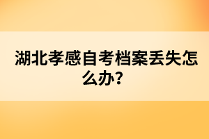 湖北孝感自考檔案丟失怎么辦？