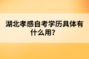 湖北孝感自考學(xué)歷具體有什么用？