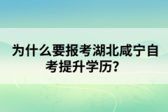 為什么要報(bào)考湖北咸寧自考提升學(xué)歷？