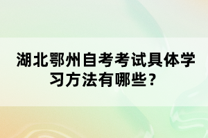 湖北鄂州自考考試具體學習方法有哪些？