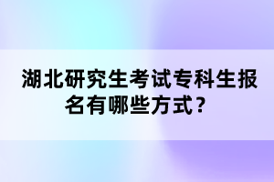 湖北研究生考試專科生報(bào)名有哪些方式？