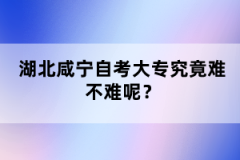 湖北咸寧自考大專究竟難不難呢？