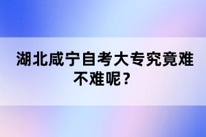湖北咸寧自考大專究竟難不難呢？