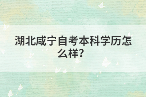湖北咸寧自考本科學(xué)歷怎么樣？
