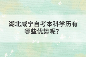 湖北咸寧自考本科學(xué)歷有哪些優(yōu)勢呢？