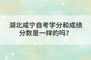 湖北咸寧自考學(xué)分和成績(jī)分?jǐn)?shù)是一樣的嗎？