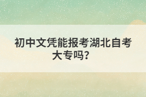 初中文憑能報考湖北自考大專嗎？