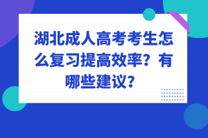 湖北成人高考考生怎么復習提高效率？有哪些建議？
