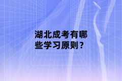 湖北成考有哪些學(xué)習(xí)原則？