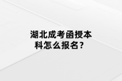 湖北成考函授本科怎么報名？