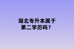 湖北專升本屬于第二學歷嗎？
