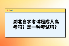 湖北自學考試是成人高考嗎？是一種考試嗎？