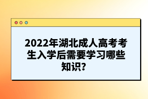 2022年湖北成人高考考生入學后需要學習哪些知識？