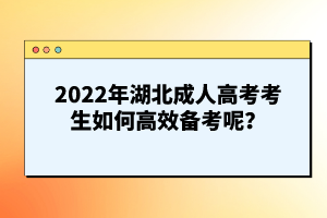 2022年湖北成人高考考生如何高效備考呢？
