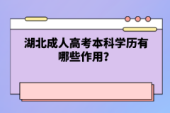 湖北成人高考本科學歷有哪些作用？