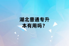 湖北普通專升本有用嗎？