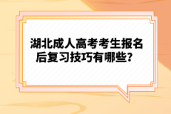 湖北成人高考考生報(bào)名后復(fù)習(xí)技巧有哪些？
