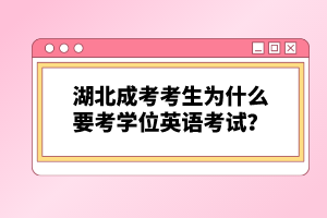 湖北成考考生為什么要考學位英語考試？