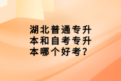 湖北普通專升本和自考專升本哪個好考？