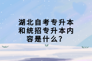 湖北自考專升本和統(tǒng)招專升本內(nèi)容是什么？
