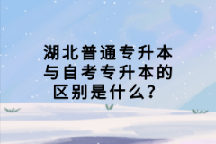 湖北普通專升本與自考專升本的區(qū)別是什么？