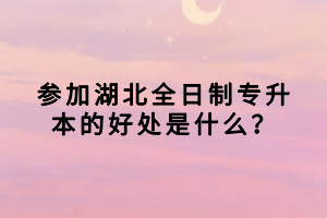 參加湖北全日制專升本的好處是什么？