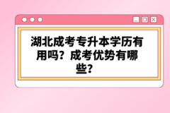 湖北成考專升本學歷有用嗎？成考優(yōu)勢有哪些？