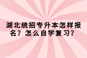 湖北統(tǒng)招專升本怎樣報名？怎么自學(xué)復(fù)習(xí)？