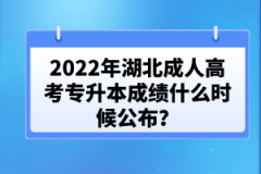 2022年湖北成人高考專升本成績什么時候公布？