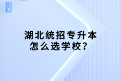 湖北統(tǒng)招專升本怎么選學(xué)校？