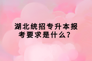 湖北統(tǒng)招專升本報考要求是什么？