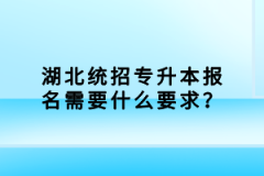 湖北統(tǒng)招專升本報(bào)名需要什么要求？