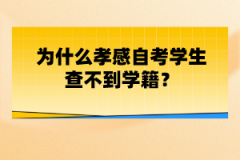 為什么孝感自考學(xué)生查不到學(xué)籍？