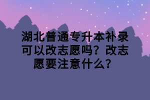 湖北普通專升本補(bǔ)錄可以改志愿嗎？改志愿要注意什么？