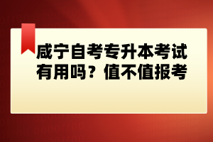 咸寧自考專升本考試有用嗎？值不值報考？