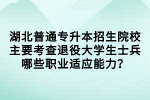 湖北普通專升本招生院校主要考查退役大學(xué)生士兵哪些職業(yè)適應(yīng)能力？