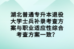 湖北普通專(zhuān)升本退役大學(xué)士兵補(bǔ)錄考查方案與職業(yè)適應(yīng)性綜合考查方案一致？