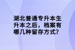 湖北普通專(zhuān)升本生升本之后，檔案有哪幾種留存方式？