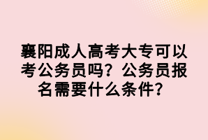 襄陽成人高考大?？梢钥脊珓?wù)員嗎？公務(wù)員報(bào)名需要什么條件？