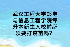 武漢工程大學(xué)郵電與信息工程學(xué)院專升本新生入校前必須要打疫苗嗎？