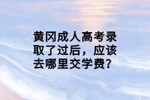 黃岡成人高考錄取了過后，應該去哪里交學費？